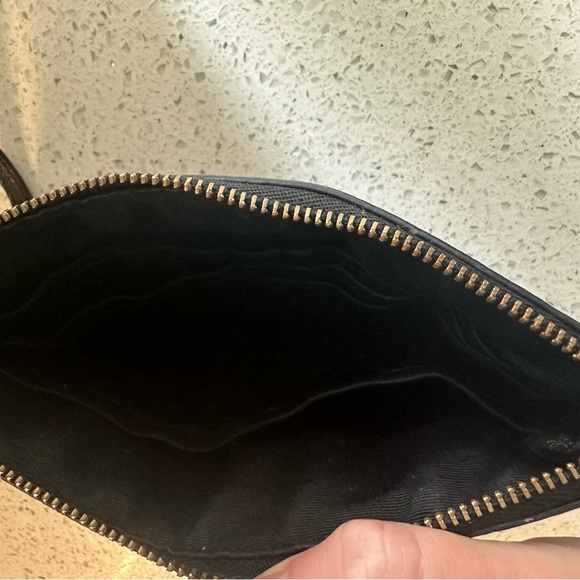 Black Leather Coach Wristlet - Picture 5 of 8